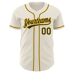 Cream Black-Gold Jersey Custom Baseball Authentic Cream Black-Gold Jersey Custom Baseball Authentic