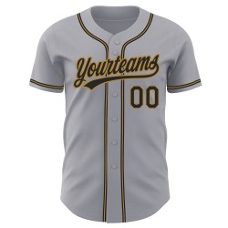 Baseball Black-Old Custom Jersey Gold Gray Authentic Baseball Black-Old Custom Jersey Gold Gray Authentic
