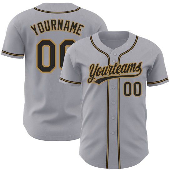 Baseball Black-Old Custom Jersey Gold Gray Authentic Baseball Black-Old Custom Jersey Gold Gray Authentic