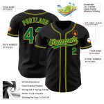 Custom Kelly Jersey Baseball Black Authentic Green-Gold Custom Kelly Jersey Baseball Black Authentic Green-Gold