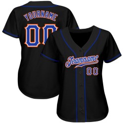 Custom Black Royal-Orange Authentic Baseball Jersey Custom Black Royal-Orange Authentic Baseball Jersey