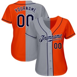Custom Orange Fashion Split Baseball Authentic Navy-Gray Jersey Custom Orange Fashion Split Baseball Authentic Navy-Gray Jersey