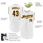 Custom Authentic White Brown-Gold Baseball Jersey Sleeveless Custom Authentic White Brown-Gold Baseball Jersey Sleeveless
