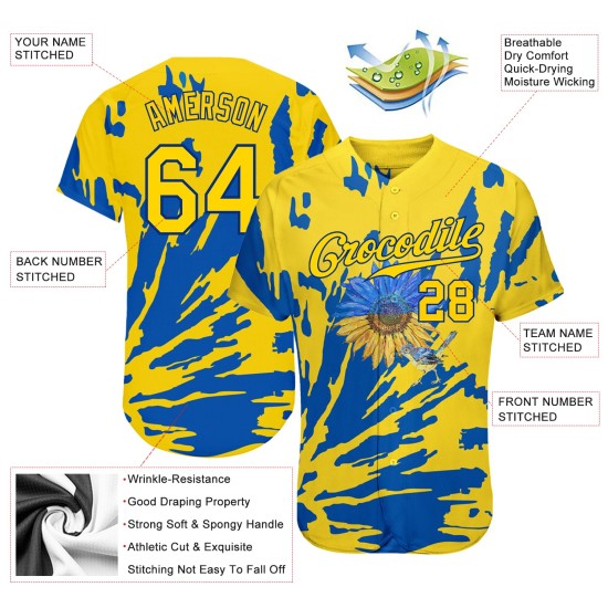 Baseball Sunflower Ukraine Authentic Design Pattern Custom Nightingale 3D Jersey Baseball Sunflower Ukraine Authentic Design Pattern Custom Nightingale 3D Jersey