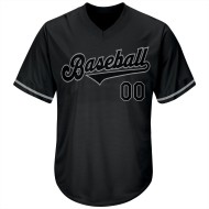 Custom Black Black-Gray Authentic Throwback Rib-Knit Baseball Jersey Shirt Custom Black Black-Gray Authentic Throwback Rib-Knit Baseball Jersey Shirt