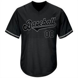 Custom Black Black-Gray Authentic Throwback Rib-Knit Baseball Jersey Shirt Custom Black Black-Gray Authentic Throwback Rib-Knit Baseball Jersey Shirt