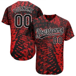 Authentic Design Jersey Black-White Baseball 3D Custom Pattern Red
