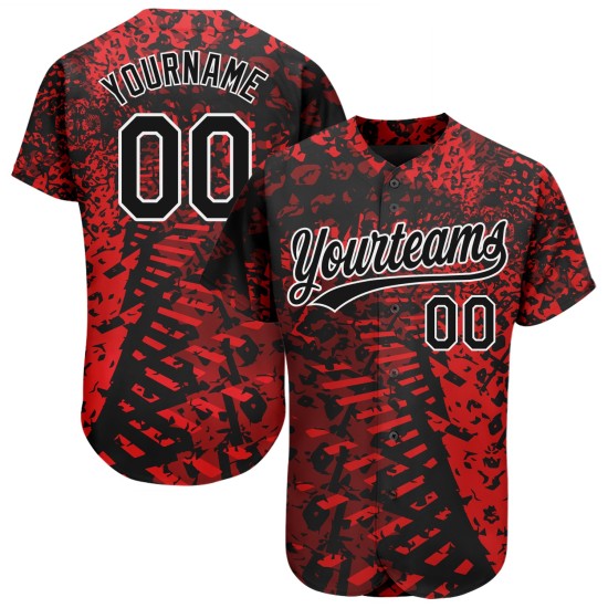 Authentic Design Jersey Black-White Baseball 3D Custom Pattern Red Authentic Design Jersey Black-White Baseball 3D Custom Pattern Red