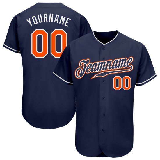 Navy Authentic Custom Jersey Orange-White Baseball Navy Authentic Custom Jersey Orange-White Baseball