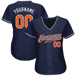 Navy Authentic Custom Jersey Orange-White Baseball Navy Authentic Custom Jersey Orange-White Baseball