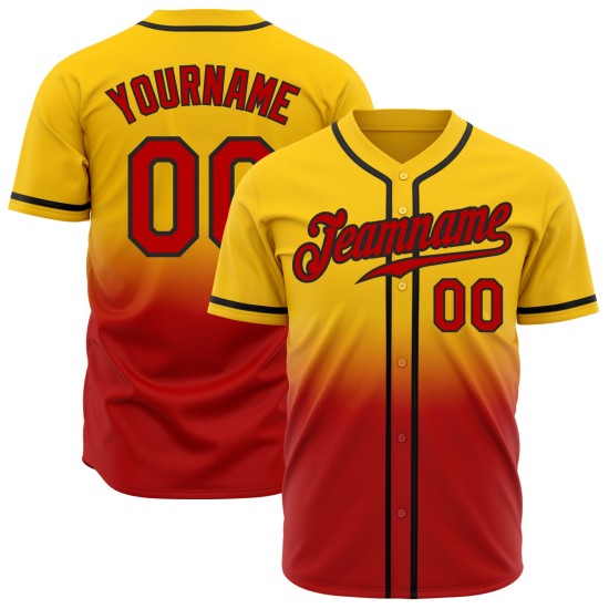 Jersey Red-Black Yellow Fade Authentic Baseball Fashion Custom Jersey Red-Black Yellow Fade Authentic Baseball Fashion Custom