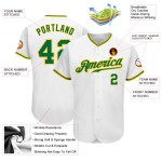 Green-Gold Jersey Kelly Baseball White Custom Authentic Green-Gold Jersey Kelly Baseball White Custom Authentic