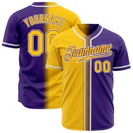 Baseball Custom Fashion Authentic Jersey Purple Yellow-White Gradient