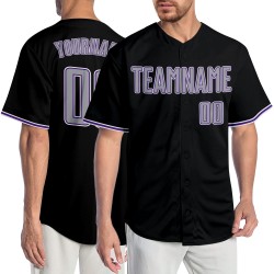 Gray-Purple Black Baseball Authentic Custom Jersey