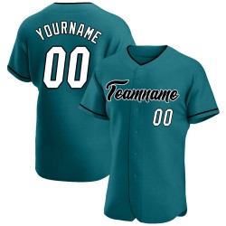 White-Black Jersey Custom Baseball Authentic Teal