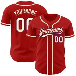 Jersey Red Custom Cream-Royal Authentic Baseball