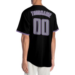 Gray-Purple Black Baseball Authentic Custom Jersey Gray-Purple Black Baseball Authentic Custom Jersey