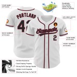 Authentic Baseball White Custom Jersey Black-Crimson Authentic Baseball White Custom Jersey Black-Crimson
