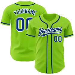 Jersey Neon Authentic Baseball Custom Green Royal-White