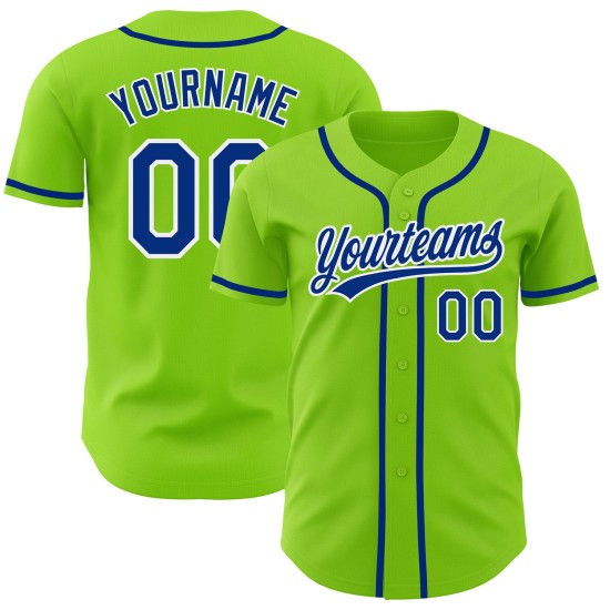 Jersey Neon Authentic Baseball Custom Green Royal-White Jersey Neon Authentic Baseball Custom Green Royal-White