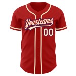 Jersey Red Custom Cream-Royal Authentic Baseball Jersey Red Custom Cream-Royal Authentic Baseball