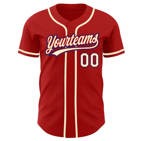 Jersey Red Custom Cream-Royal Authentic Baseball Jersey Red Custom Cream-Royal Authentic Baseball