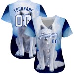 White-Royal Authentic Design Pattern Custom Jersey 3D Wolf Navy Baseball White-Royal Authentic Design Pattern Custom Jersey 3D Wolf Navy Baseball