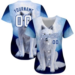 White-Royal Authentic Design Pattern Custom Jersey 3D Wolf Navy Baseball White-Royal Authentic Design Pattern Custom Jersey 3D Wolf Navy Baseball