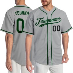 Green-Black Authentic Gray Jersey Custom Baseball