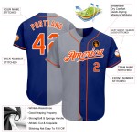 Authentic Jersey Baseball Royal Orange-Gray Custom Split Fashion Authentic Jersey Baseball Royal Orange-Gray Custom Split Fashion