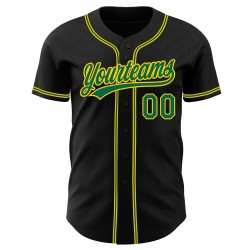 Custom Kelly Jersey Baseball Black Authentic Green-Gold Custom Kelly Jersey Baseball Black Authentic Green-Gold