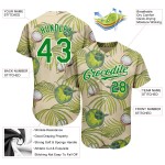 Cream 3D Authentic Design Leaves Grass Pattern Custom Coconuts Baseball Green-White Jersey And Cream 3D Authentic Design Leaves Grass Pattern Custom Coconuts Baseball Green-White Jersey And
