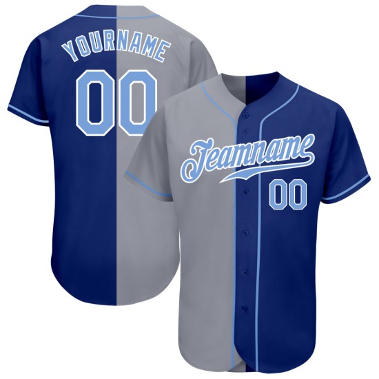 Blue-Gray Jersey Custom Light Split Authentic Baseball Royal Fashion Blue-Gray Jersey Custom Light Split Authentic Baseball Royal Fashion