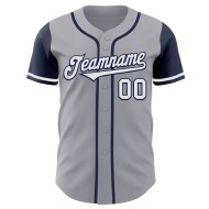 Baseball White-Navy Jersey Authentic Gray Two Custom Tone Baseball White-Navy Jersey Authentic Gray Two Custom Tone