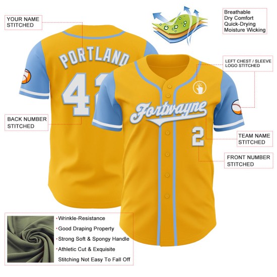 White-Light Jersey Tone Authentic Gold Two Custom Blue Baseball White-Light Jersey Tone Authentic Gold Two Custom Blue Baseball