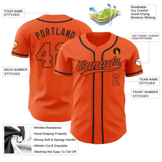 Baseball Custom Orange Jersey Orange-Black Authentic Baseball Custom Orange Jersey Orange-Black Authentic