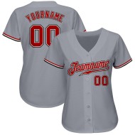 Authentic Baseball Gray Custom Jersey Red White-Black Authentic Baseball Gray Custom Jersey Red White-Black
