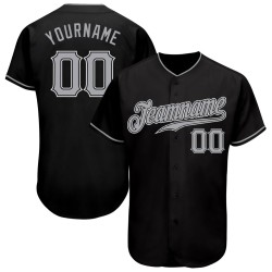 Custom Baseball Black Gray-White Authentic Jersey