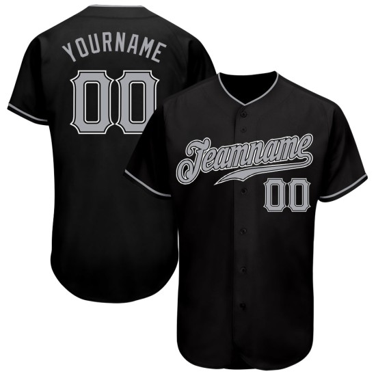 Custom Baseball Black Gray-White Authentic Jersey Custom Baseball Black Gray-White Authentic Jersey