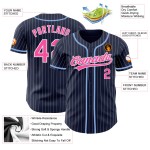 Navy White Authentic Baseball Pinstripe Jersey Custom Pink Navy White Authentic Baseball Pinstripe Jersey Custom Pink
