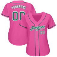 Custom Pink Kelly Green-White Authentic Baseball Jersey Custom Pink Kelly Green-White Authentic Baseball Jersey