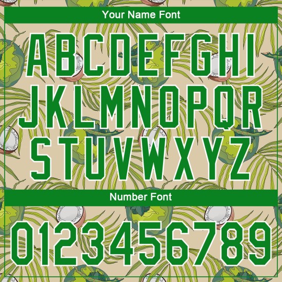 Cream 3D Authentic Design Leaves Grass Pattern Custom Coconuts Baseball Green-White Jersey And Cream 3D Authentic Design Leaves Grass Pattern Custom Coconuts Baseball Green-White Jersey And