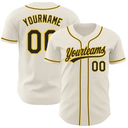 Cream Black-Gold Jersey Custom Baseball Authentic