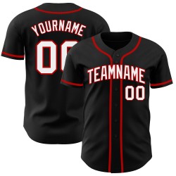 Custom Black Authentic White-Red Jersey Baseball