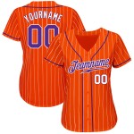 Purple-White Pinstripe Baseball Jersey Orange Authentic Custom White Purple-White Pinstripe Baseball Jersey Orange Authentic Custom White