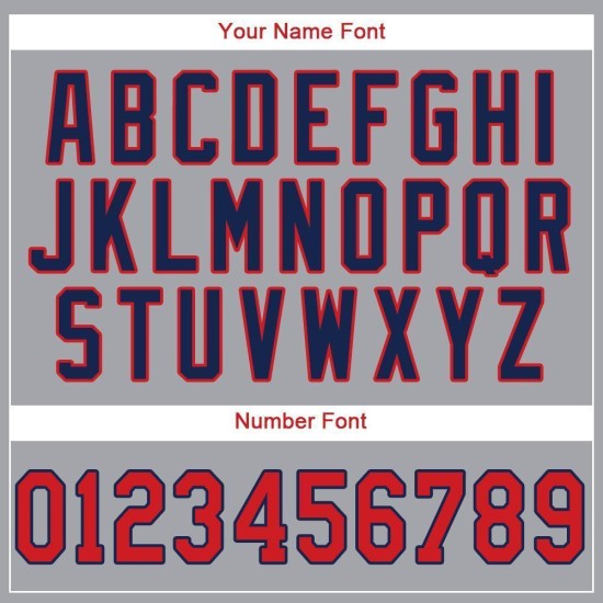 Custom Gray Jersey Baseball Red-Navy Custom Gray Jersey Baseball Red-Navy