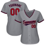 Custom Gray Jersey Baseball Red-Navy Custom Gray Jersey Baseball Red-Navy