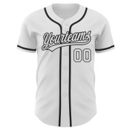 Custom White White-Black Authentic Baseball Jersey Custom White White-Black Authentic Baseball Jersey