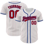 Red-Royal Baseball Jersey Pinstripe Authentic White Custom Red Red-Royal Baseball Jersey Pinstripe Authentic White Custom Red