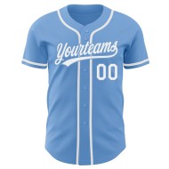 Custom Light Blue White Authentic Baseball Jersey Custom Light Blue White Authentic Baseball Jersey